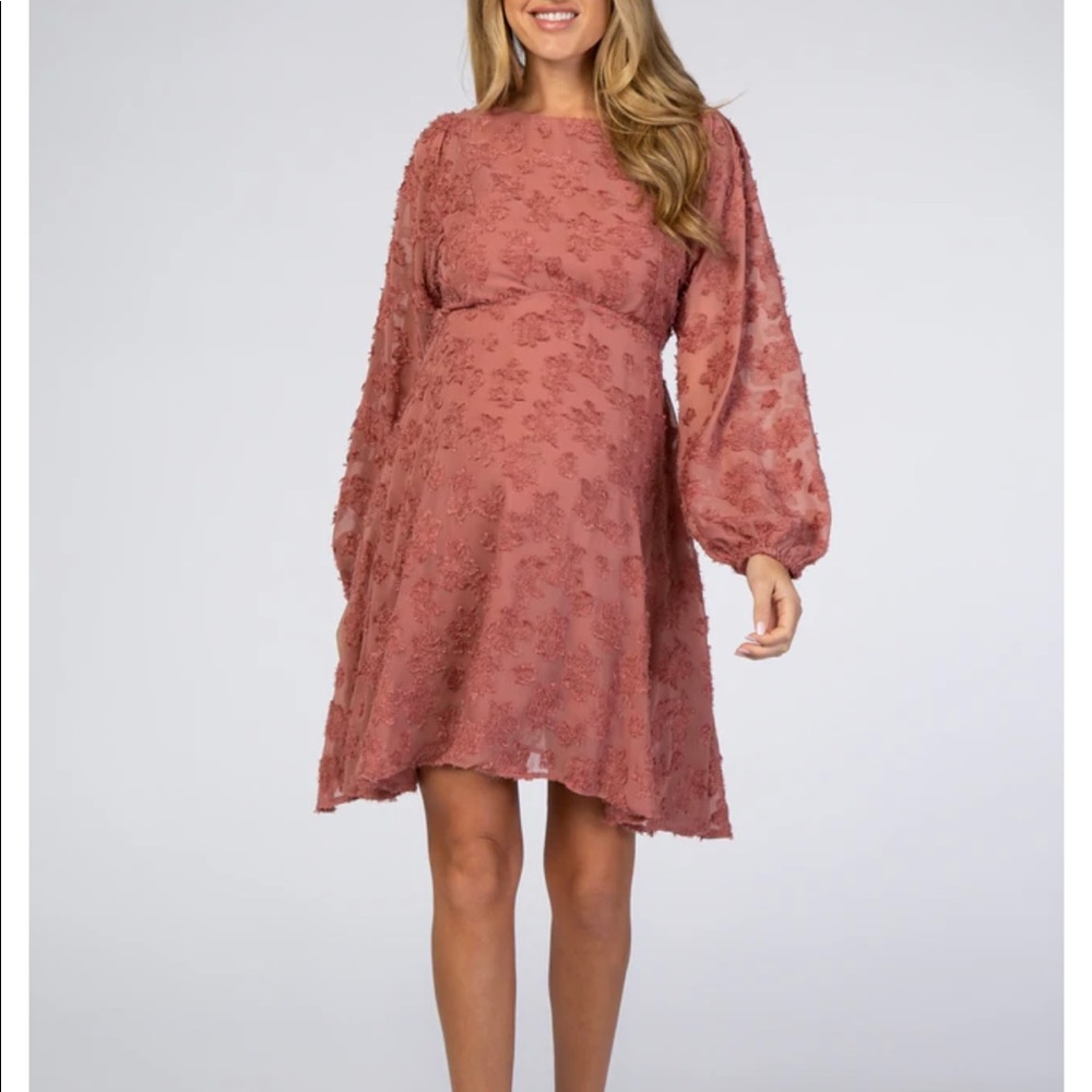 Mauve chiffon floral maternity pinkblush dress